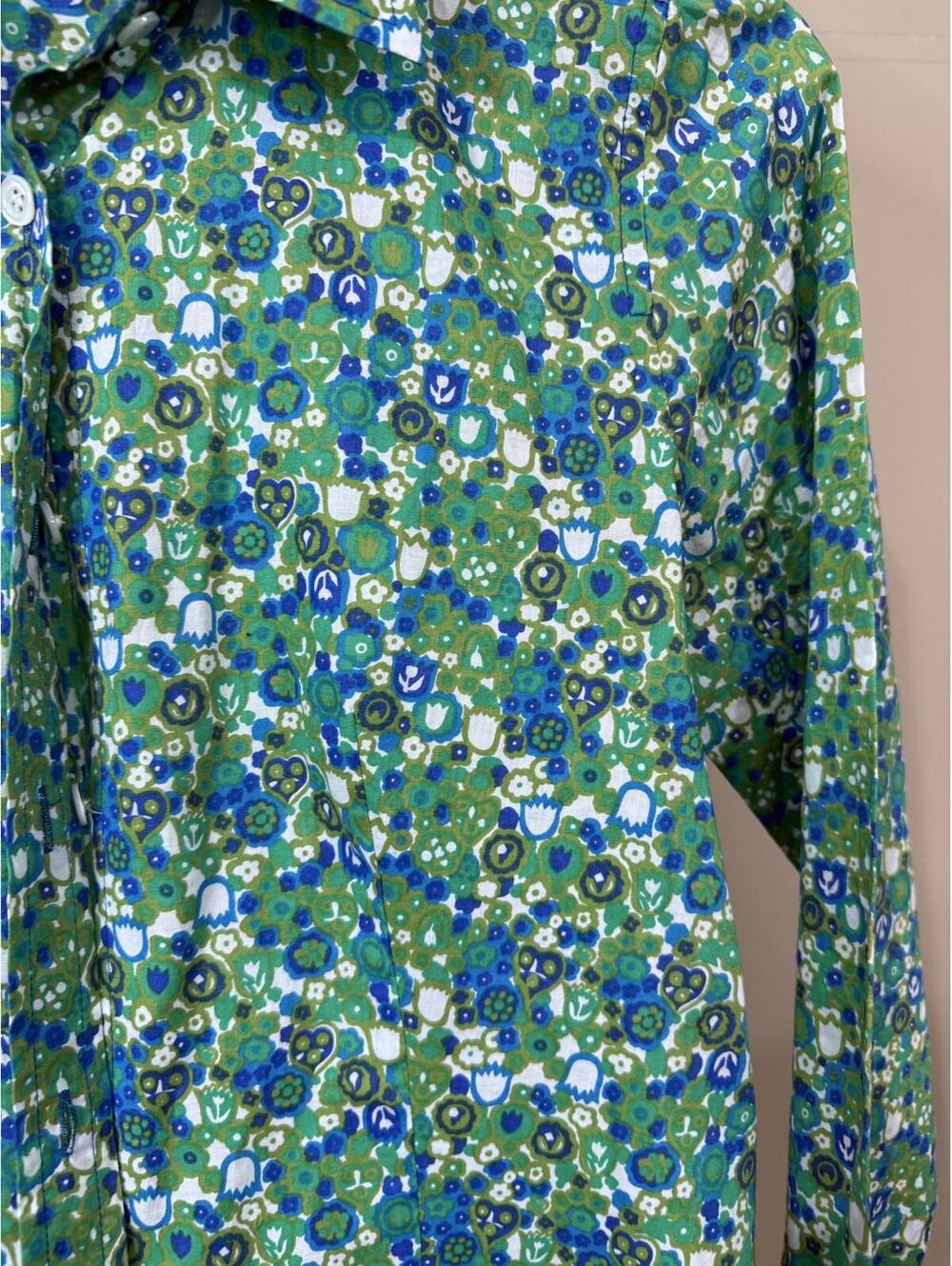 Women's J.Crew 0 Green Long Sleeve Floral Print Shirt - Picture 4 of 10